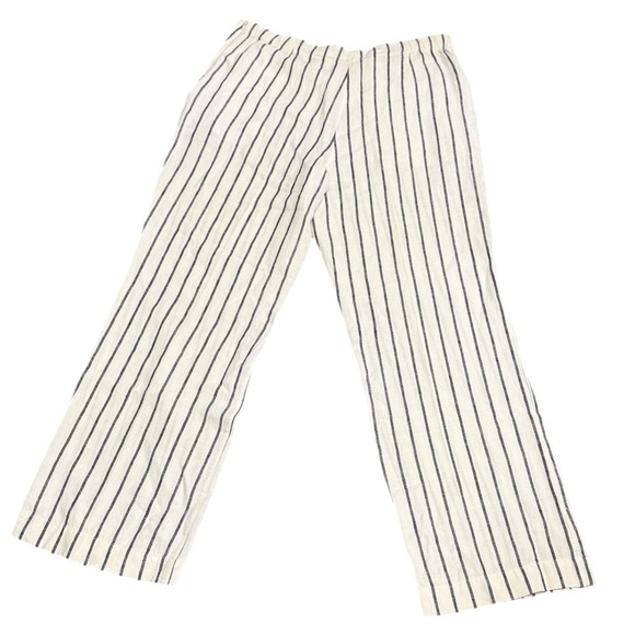 Chico’s Casual Workwear Vacation 100% Linen Travel Striped Wide-Leg Pants - Picture 4 of 13